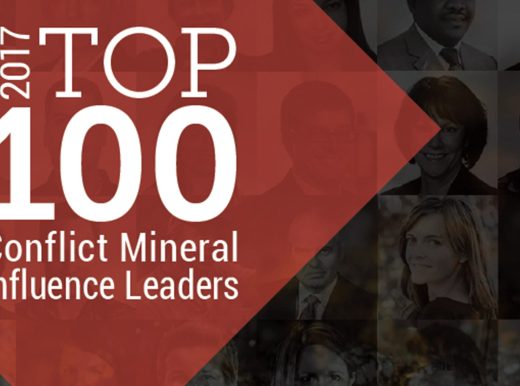 2017 Top 100 conflict mineral influence leaders image, with a grid of people in the background