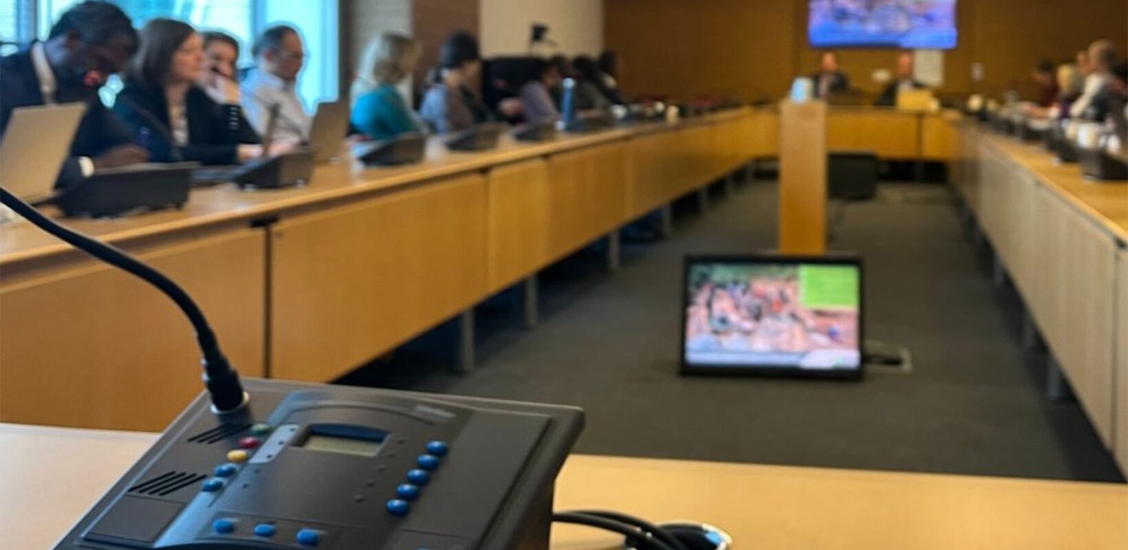 Large meeting room, with a conference taking place