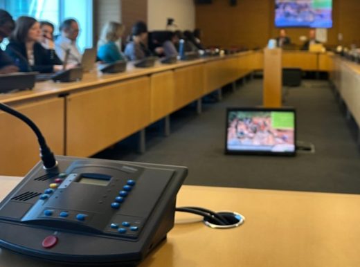 Large meeting room, with a conference taking place