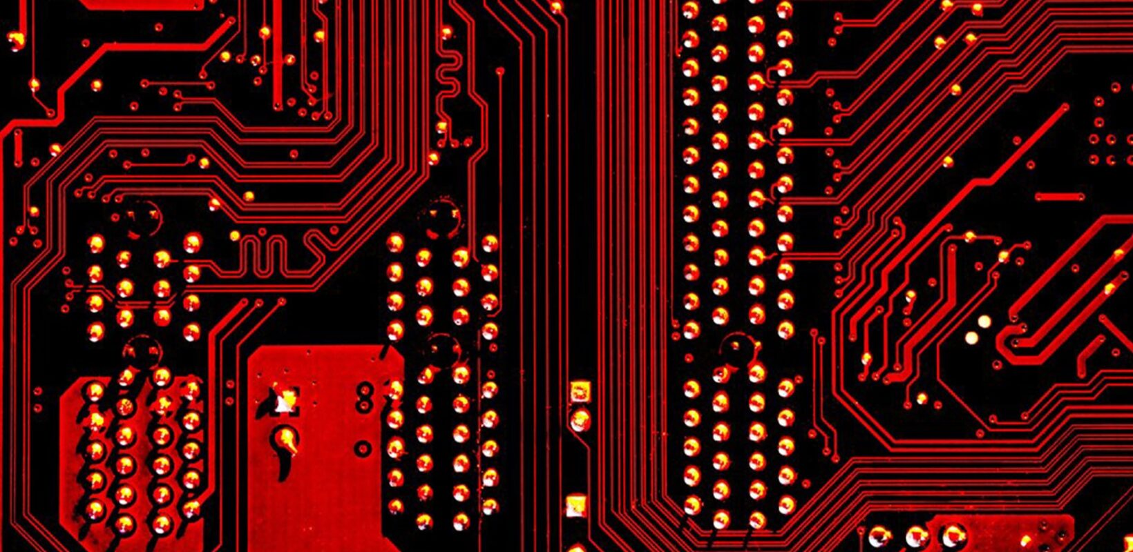 Red computer motherboard
